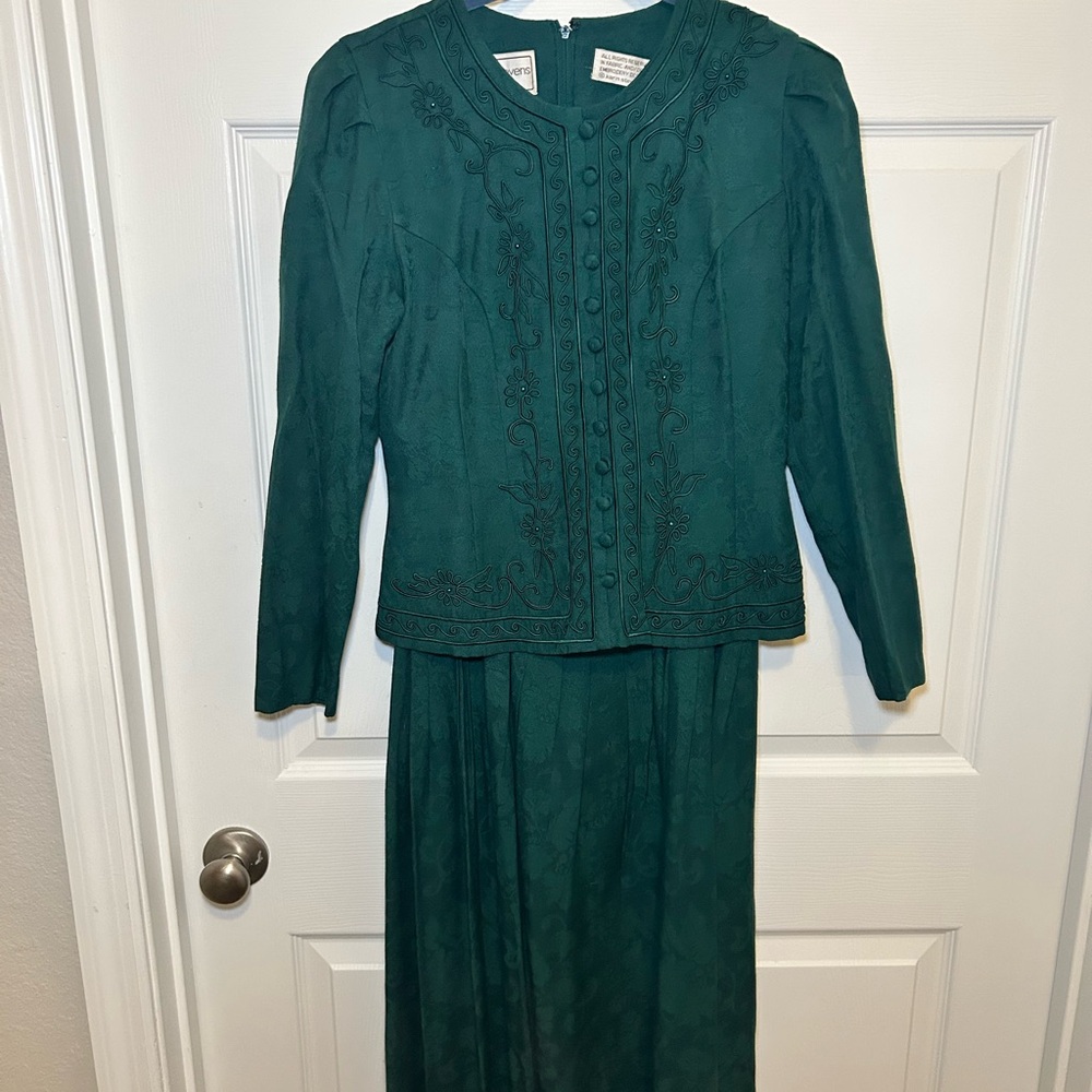 Vintage Karin Steven’s Green Embroidered Dress
